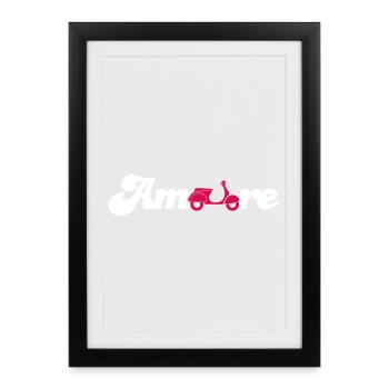 Amore Love Love Italy Fan Roller Cursive Font - Framed poster (27 × 37 cm) - black - Front