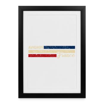 France - Avignon - France - Drapeau - Rayures - Affiche encadrée (27 × 37 cm) - noir - Devant