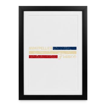 France - Montpellier - France - Flag - Framed poster (27 × 37 cm) - black - Front