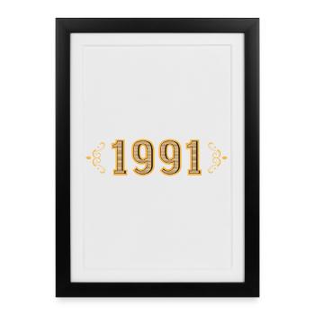 Légende depuis 1991 rétro 1991 - Affiche encadrée (27 × 37 cm) - noir - Devant