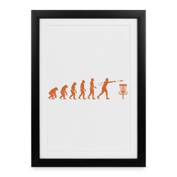 Disc Golf Evolution Drôle de Disc Golfeur Flying Disc - Affiche encadrée (27 × 37 cm) - noir - Devant