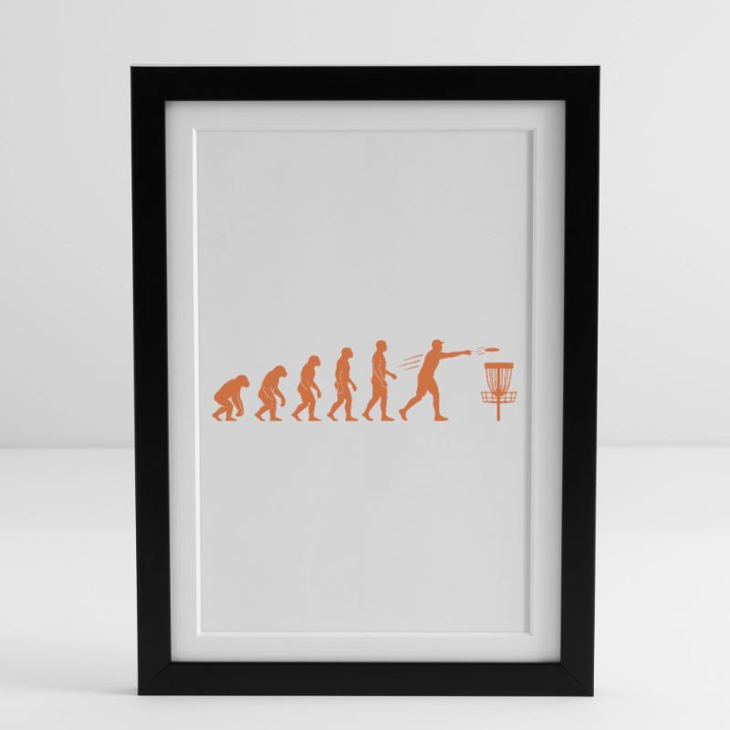 Disc Golf Evolution Funny Disc Golfer Flying Disc Framed poster (27 × 37 cm)