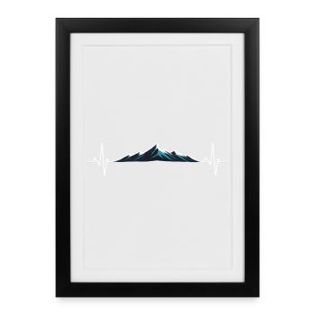 Battement de cœur au sommet de la montagne - Affiche encadrée (27 × 37 cm) - noir - Devant