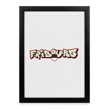 Fribourg Graffiti - Affiche encadrée (27 × 37 cm) - noir - Devant