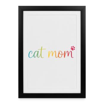 Cat Mom Regenbogen - Süßes Katzen Mama Design - Affiche encadrée (27 × 37 cm) - noir - Devant
