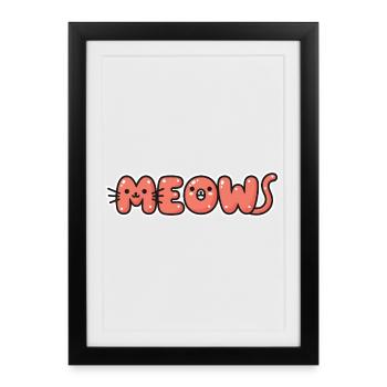 Miaule des lettres ronronnantes et audacieuses - Affiche encadrée (27 × 37 cm) - noir - Devant