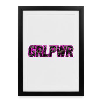GRLPWR Camo Neon Streetwear Pink Design - Framed poster (27 × 37 cm) - black - Front