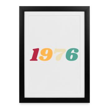 1976 Cadeau 1976 Anniversaire 1976 Rétro 1976  - Affiche encadrée (27 × 37 cm) - noir - Devant