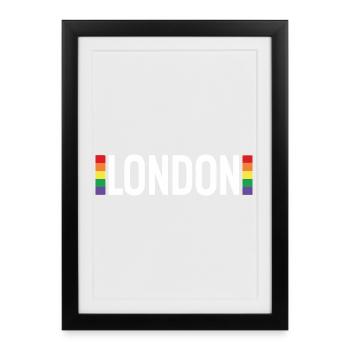 LONDON Blanc Arc-en-Ciel Urbain - Affiche encadrée (27 × 37 cm) - noir - Devant