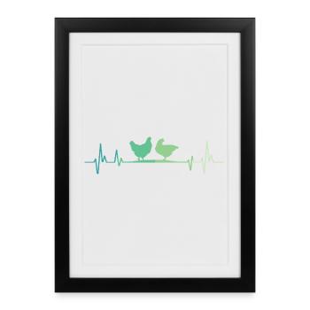 Poule battement de cœur des poules - Affiche encadrée (27 × 37 cm) - noir - Devant