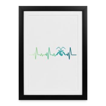 soudeur battements de cœur soudage   - Affiche encadrée (27 × 37 cm) - noir - Devant