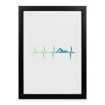 Swimming heartbeat swimmer gift - Framed poster (27 × 37 cm) - black - Front