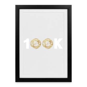 Bitcoin Bitcoin BTC 100k Cryptomonnaie - Affiche encadrée (27 × 37 cm) - noir - Devant