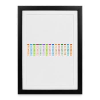 Numbered Colorful Multiplication Table 15x15 - Framed poster (27 × 37 cm) - black - Front