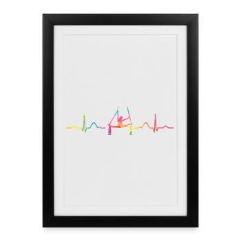 Vertikaltuch Heartbeat Luftakrobatik Aerial Silk - Gerahmtes Poster (27 × 37 cm) - Schwarz - Vorne