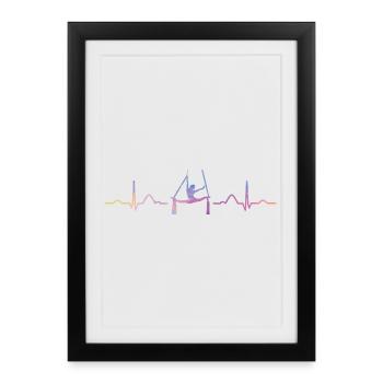 Vertikaltuch Heartbeat Luftakrobatik Aerial Silk - Gerahmtes Poster (27 × 37 cm) - Schwarz - Vorne