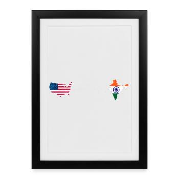 Le battement de cœur des États-Unis et de l’Inde - Affiche encadrée (27 × 37 cm) - noir - Devant