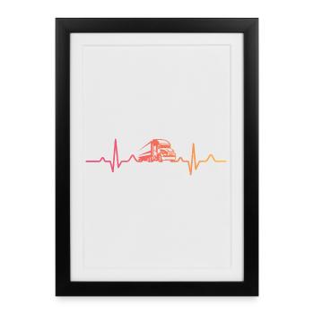 Trucker Sunset Heartbeat Trucker - Framed poster (27 × 37 cm) - black - Front
