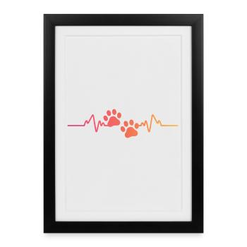 Sunset Dog Paw Heartbeat Dog - Framed poster (27 × 37 cm) - black - Front