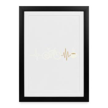 E-bike bike, heartbeat and coffee - Framed poster (27 × 37 cm) - black - Front