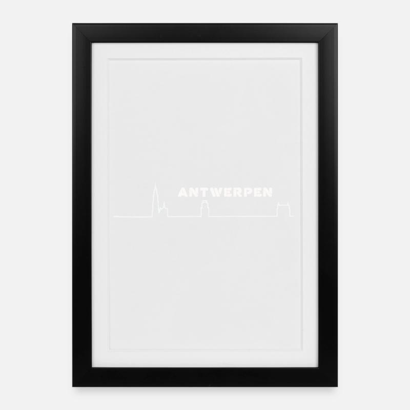 Antwerp Minimalist Skyline - Framed poster (27 × 37 cm) - black