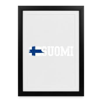 Typographie du drapeau de la Croix de Suomi - Affiche encadrée (27 × 37 cm) - noir - Devant