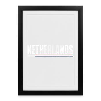 Netherlands Distressed Flag Typography - Framed poster (27 × 37 cm) - black - Front