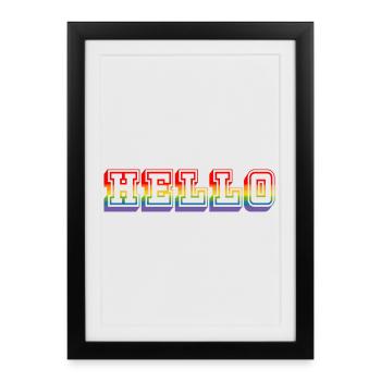 LGBTQI HELLO rainbow tshirt - Gerahmtes Poster (27 × 37 cm) - Schwarz - Vorne
