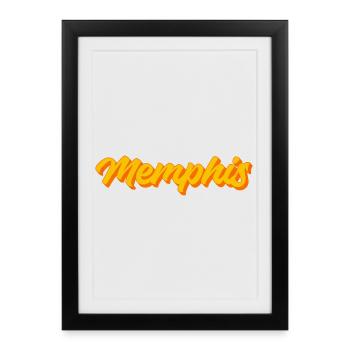 Memphis Retro Script Sunset - Framed poster (27 × 37 cm) - black - Front