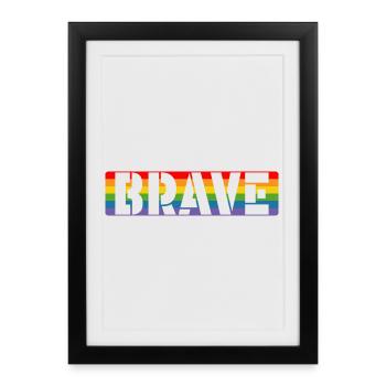 LGBT pride Rainbow Tshirt courageux - Affiche encadrée (27 × 37 cm) - noir - Devant