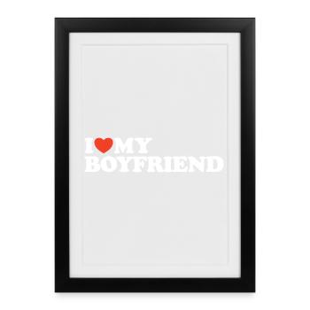I love my boyfriend heart shirt - Framed poster (27 × 37 cm) - black - Front