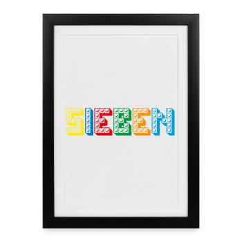 Kinder 7 Jahre Bausteine 7. Geburtstag - Gerahmtes Poster (27 × 37 cm) - Schwarz - Vorne