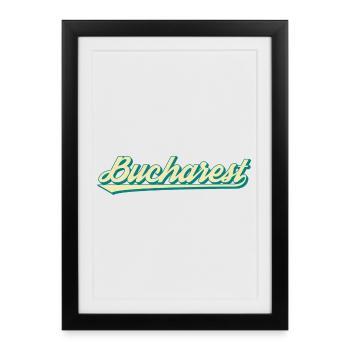 Bucharest Retro Script - Framed poster (27 × 37 cm) - black - Front