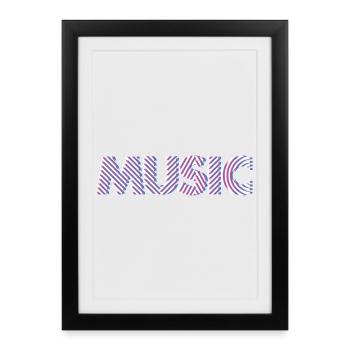 Music 3D – Modern Typography Retro Electro Design - Framed poster (27 × 37 cm) - black - Front