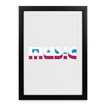 3D Music Lettering with Stars - Framed poster (27 × 37 cm) - black - Front