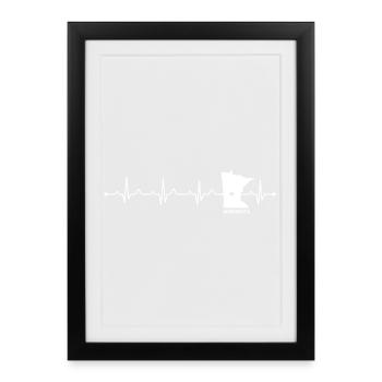 Minnesota State Heartbeat EKG USA Roots Map - Framed poster (27 × 37 cm) - black - Front