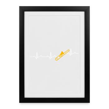 Heartbeat Trombone Trombone Player Trombonist - Framed poster (27 × 37 cm) - black - Front