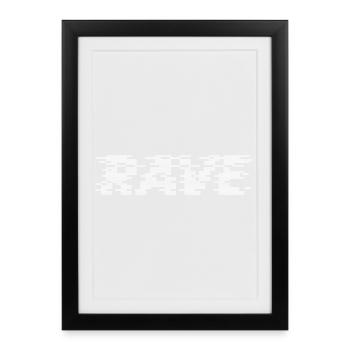 Conception du logo buggée dans la musique rave - Affiche encadrée (27 × 37 cm) - noir - Devant