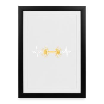 Heartbeat Dumbbell Power Design - Framed poster (27 × 37 cm) - black - Front
