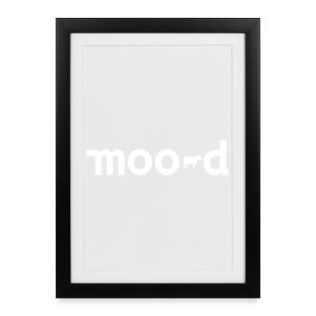 Mood Cow Pun Minimal - Affiche encadrée (27 × 37 cm) - noir - Devant