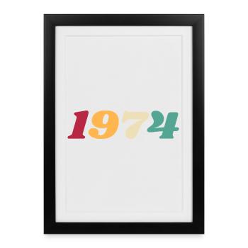 1974 Cadeau 1974 Anniversaire 1974 Rétro 1974  - Affiche encadrée (27 × 37 cm) - noir - Devant