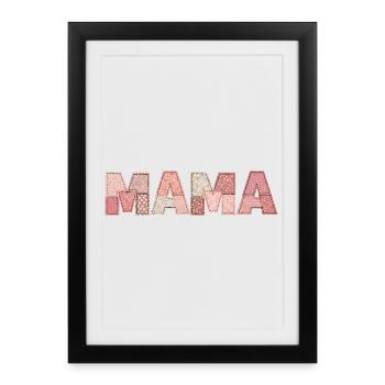 Cadeau de maman en patchwork pour Maman pour l’anniversaire - Affiche encadrée (27 × 37 cm) - noir - Devant