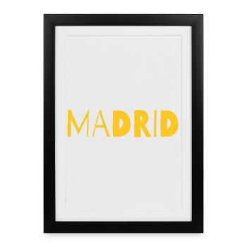 Madrid Bold Cityscape in Yellow - Framed poster (27 × 37 cm) - black - Front