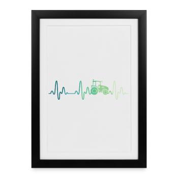 Farmer heartbeat tractor - Framed poster (27 × 37 cm) - black - Front