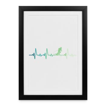 Skiing Skiing Heartbeat Skiing - Framed poster (27 × 37 cm) - black - Front