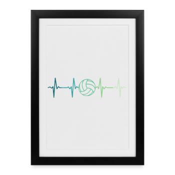 Volleyball heartbeat volleyball volleyball player - Framed poster (27 × 37 cm) - black - Front