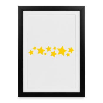 Straight Cute Star Border - Framed poster (27 × 37 cm) - black - Front