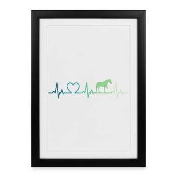 mon cheval battement de coeur chevaux - Affiche encadrée (27 × 37 cm) - noir - Devant