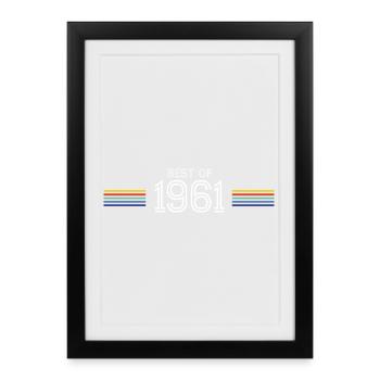 Best Of 1961 T-Shirt Cadeau Humour - Affiche encadrée (27 × 37 cm) - noir - Devant