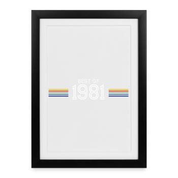 T-shirt cadeau drôle Best of 1981 - Affiche encadrée (27 × 37 cm) - noir - Devant